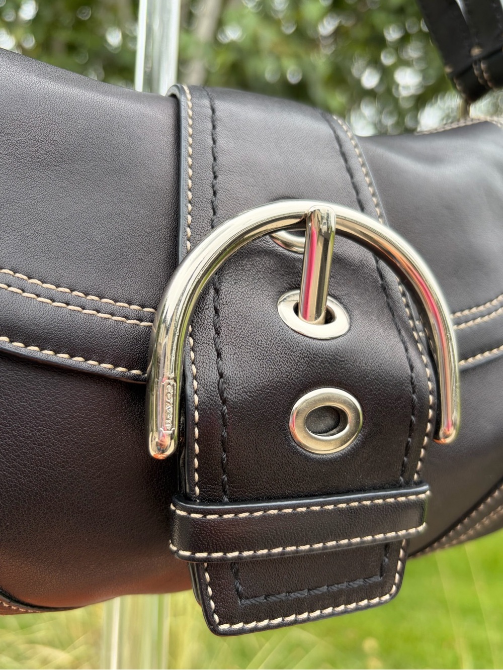 Vintage COACH Soho Flap Shoulder Bag Black Leather 10316 - Picture 6 of 17